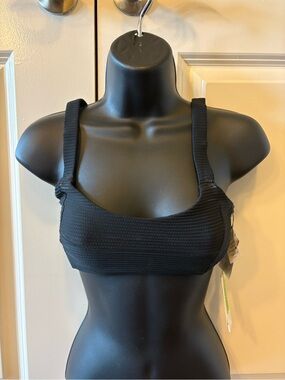 l*space Black Ribbed Scoop Sports Bra